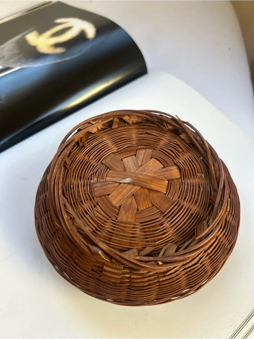 Handwoven Brown Wicker Storage Basket - Home Accents